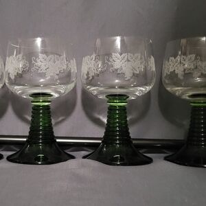 Elegant Green Stem Wine Glasses Set